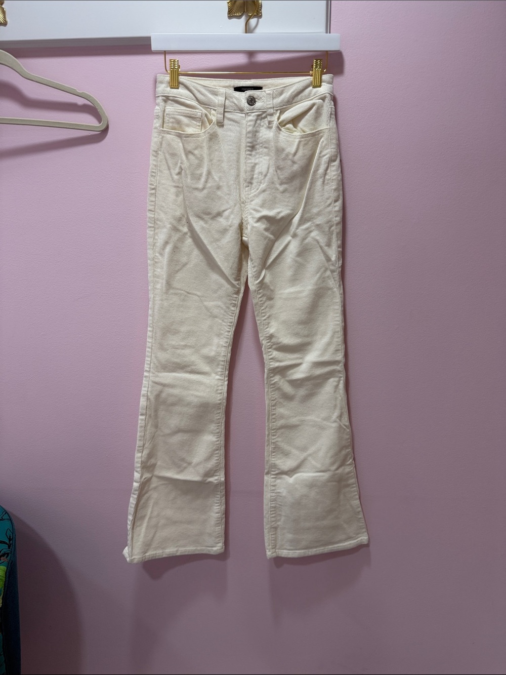Forever 21 Cream Flare Jeans